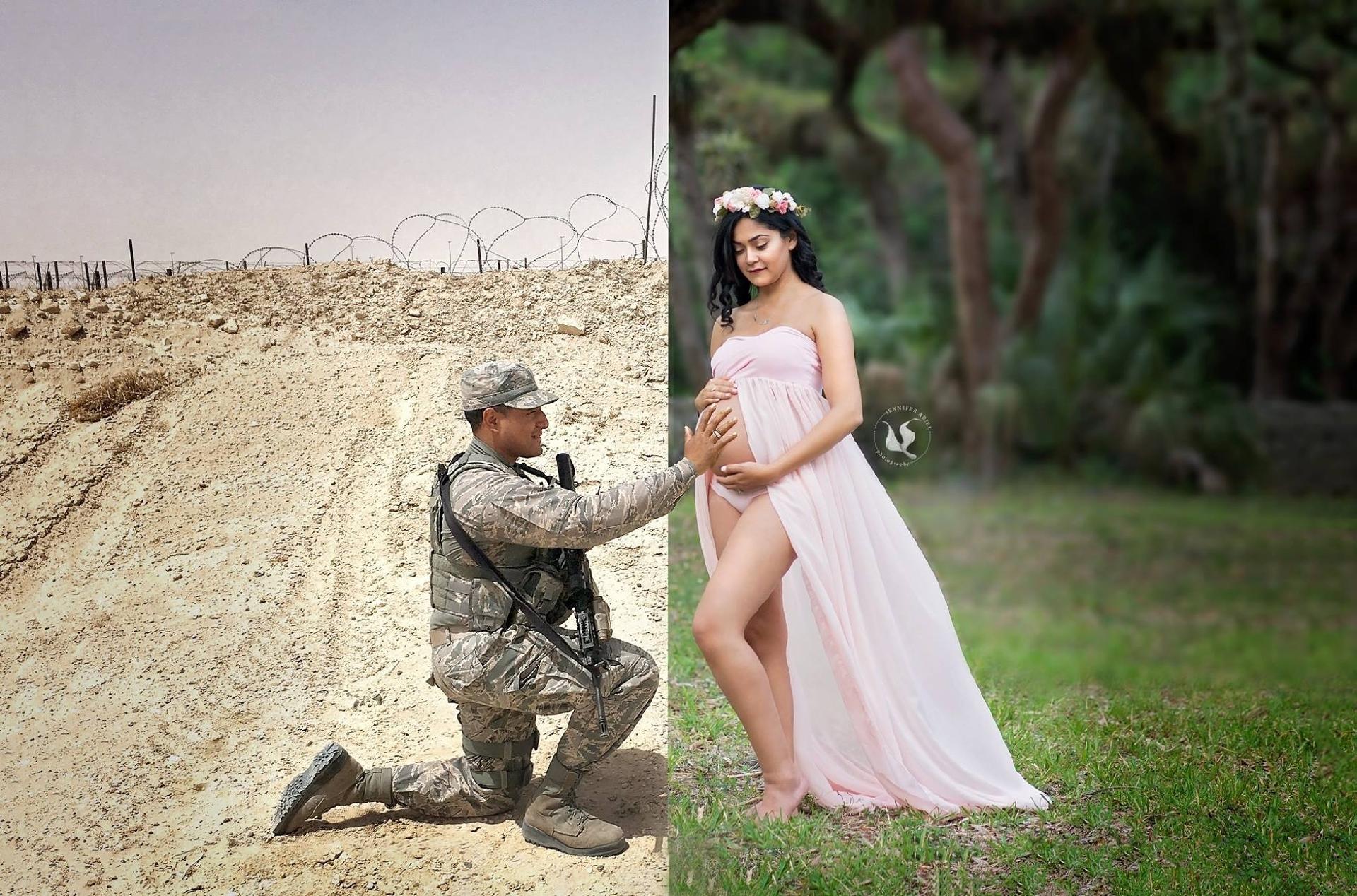 Ensaio une virtualmente mulher grávida e marido em miss£o militar 23 05 2017 UOL Estilo de vida