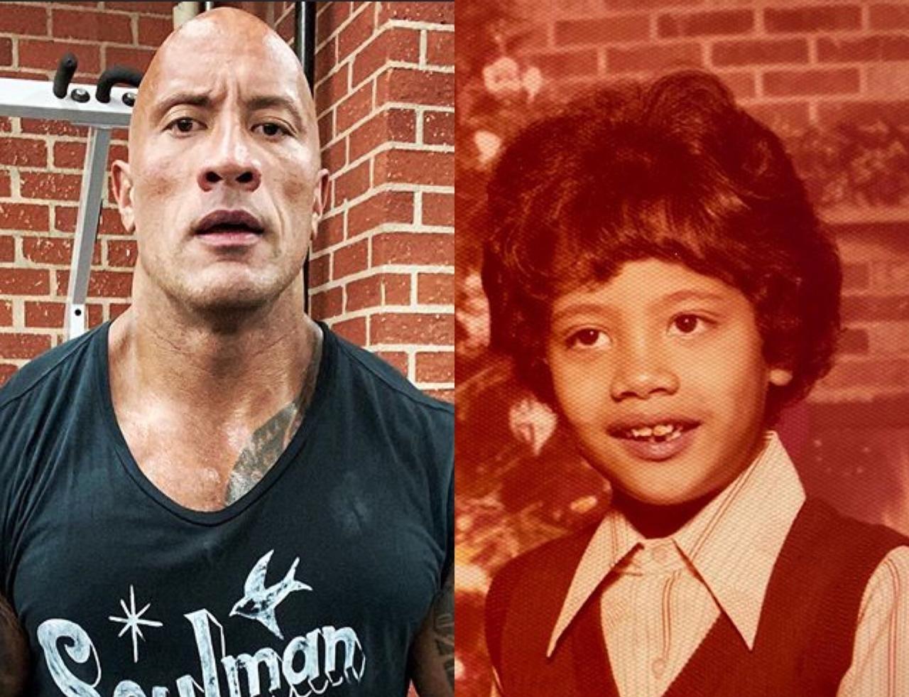 Dwayne Johnson, o The Rock, posta retrato da infância e brinca