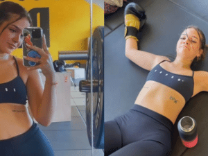 Mel Maia mostra resultado de musculação em foto de biquíni no espelho