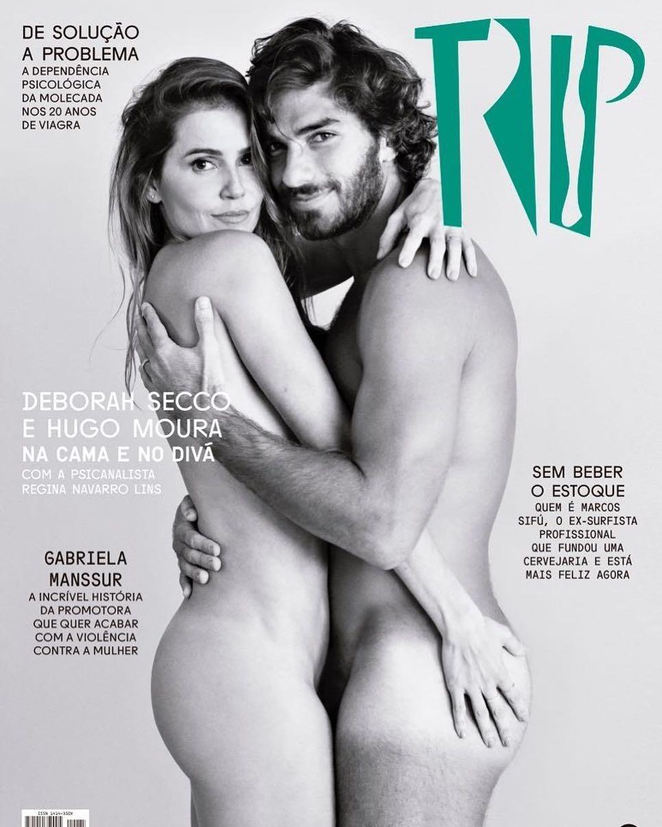 Deborah Secco e Hugo Moura posam nus na capa da revista 