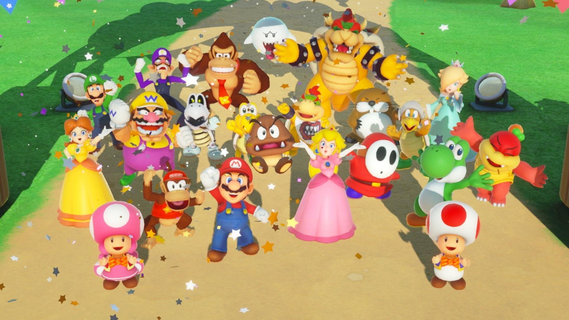 Jogando o modo online de Super Mario Party 