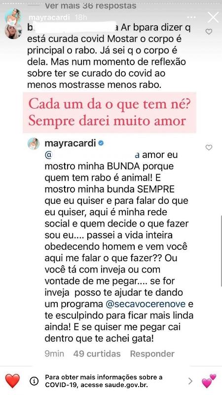 Mayra Cardi rebate crítica por vídeo sensual ao anunciar cura da covid