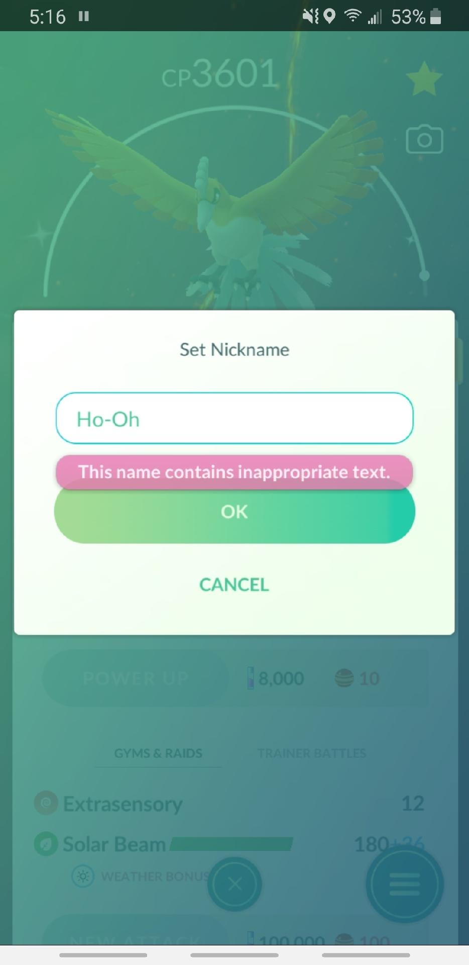 Pokémon GO: Jogador relata veto ao uso de nomes originais das
