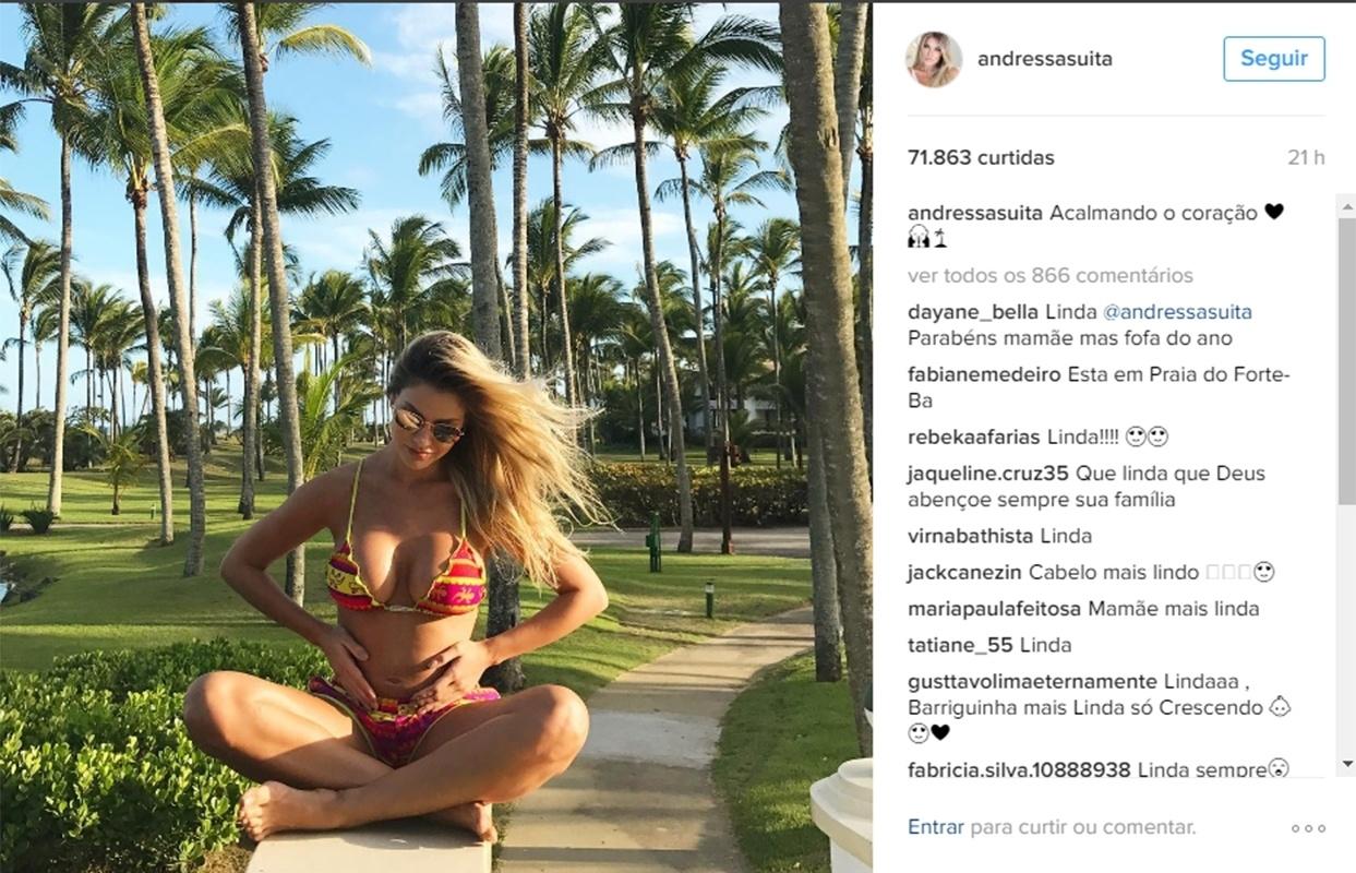 Grávida de trªs meses Andressa Suita mostra ultrassom do primeiro filho 20 01 2017 UOL TV e Famosos