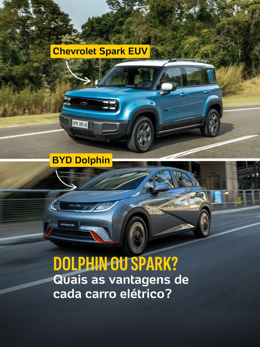 Chevrolet Spark x BYD Dolphin: prós e contras entre compactos elétricos
