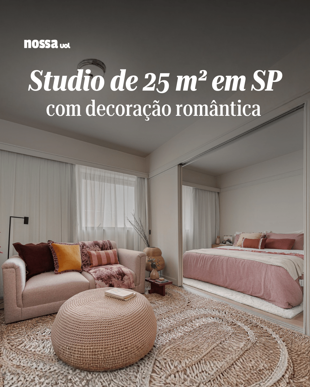 Studio de 25 m² em SP com decoração romântica