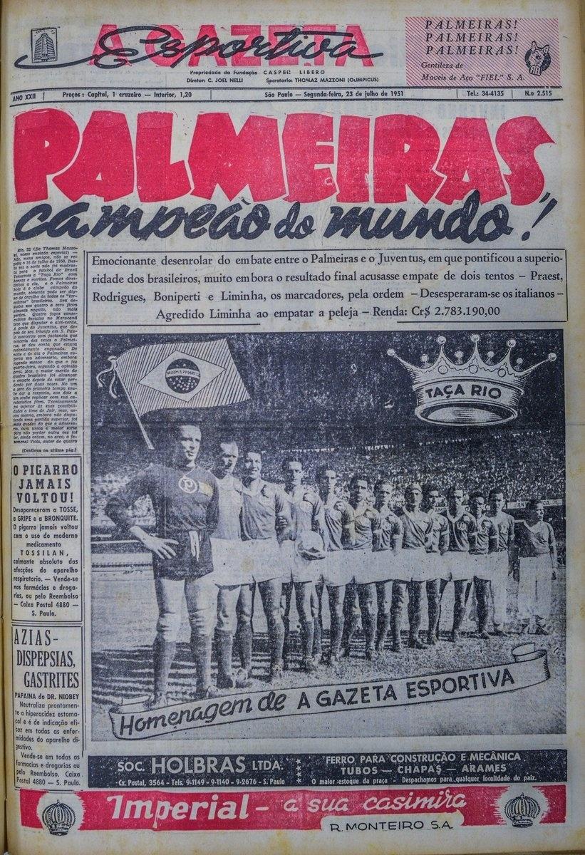 Para quem não viu, veja agora!! Palmeiras Campeão Mundial 1951 :  r/PalmeirasTVNoticias