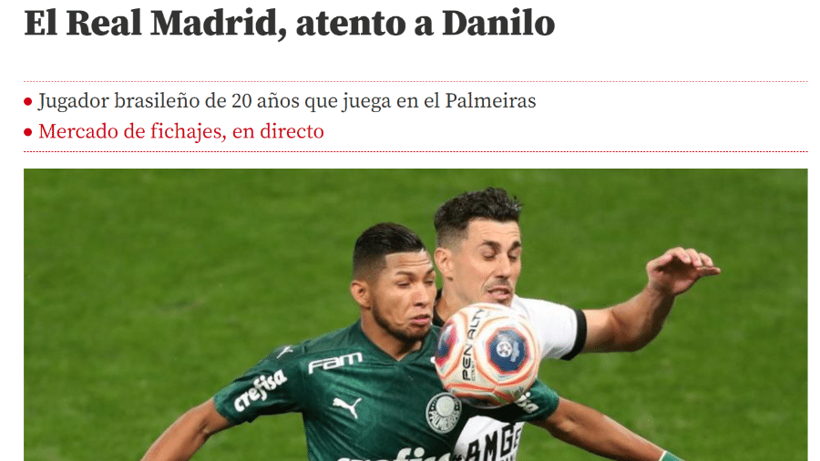 Palmeiras Jornal Erra Foto Ao Citar Interesse De Real Em Danilo