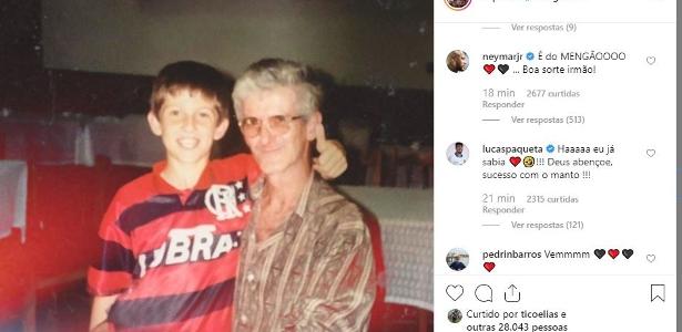 Flamengo Neymar comenta foto de Filipe Luís camisa do time É do