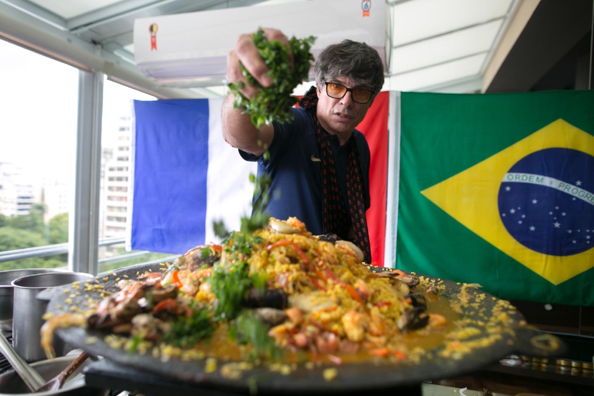 Jogo da França com o chef Olivier Anquier em São Paulo