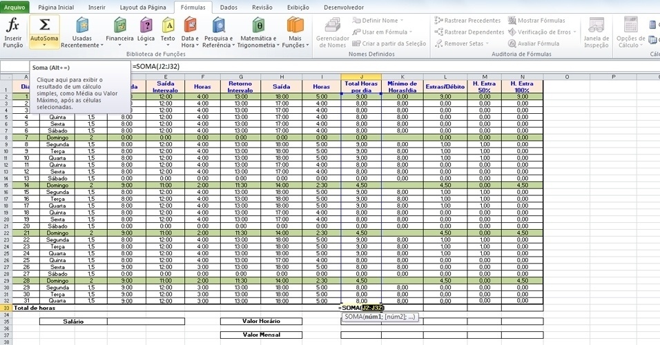 Fotos Saiba Como Usar O Excel Para Calcular Valor De Horas Extras