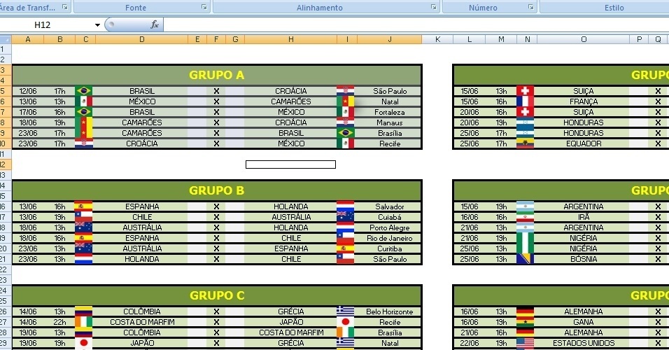 Tabela no Excel gerencia jogos da Copa do Mundo; aprenda a fazer BOL