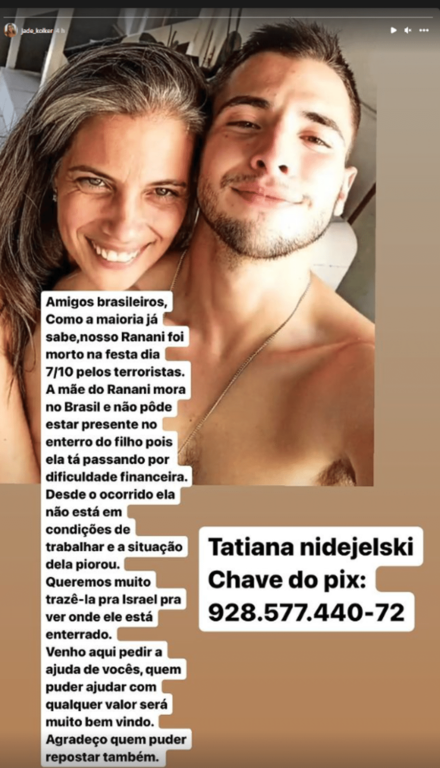 Amiga pede doação para mãe ver túmulo de filho morto em rave em Israel