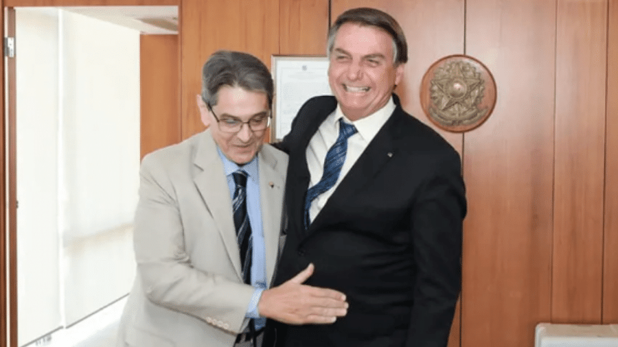 Roberto Jefferson e Bolsonaro em encontro no Palácio do Planalto - DivulgaçãoPTB     