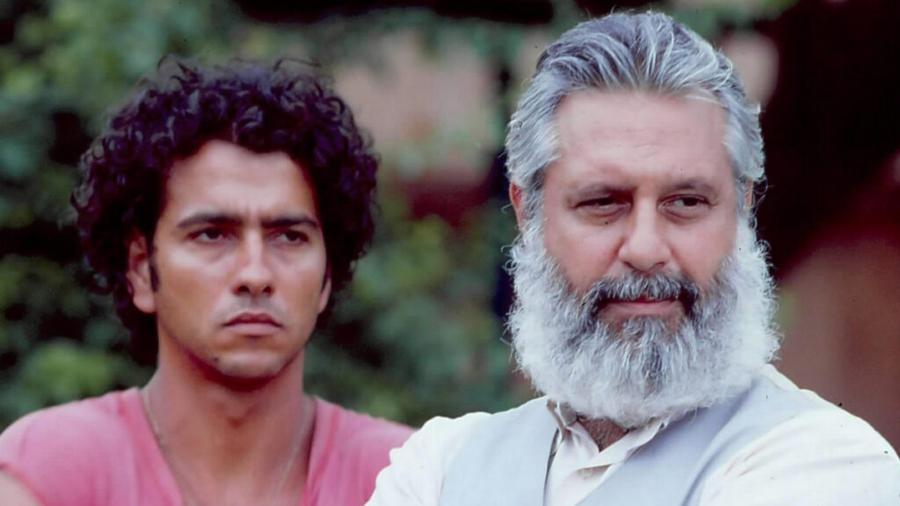 Marcos Palmeira e Antonio Fagundes na novela Renascer, de 1993 - Divulgação/TV Globo