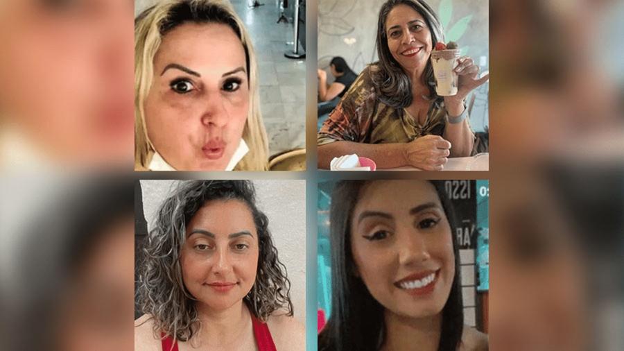 Quatro foragidas pelos ataques de 8 de Janeiro --- Raquel Lopes (acima esq.), Rosana Maciel (acima dir.), Michely Paiva (abaixo esq.) e Cristiane Silva (abaixo dir.) --- foram presas nos EUA por imigração ilegal. Quatro foragidas pelos ataques de 8 de Janeiro --- Raquel Lopes (acima esq.), Rosana Maciel (acima dir.), Michely Paiva (abaixo esq.) e Cristiane Silva (abaixo dir.) --- foram presas nos EUA por imigração ilegal.