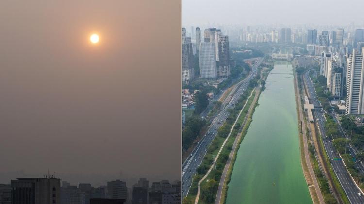 Poluição e tempo seco deixaram sol laranja e Rio Pinheiros verde em São Paulo