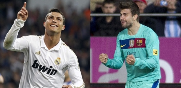 Cristiano Ronaldo marcou dois pelo Real e Piqué fez o seu pelo Barça - Reuters