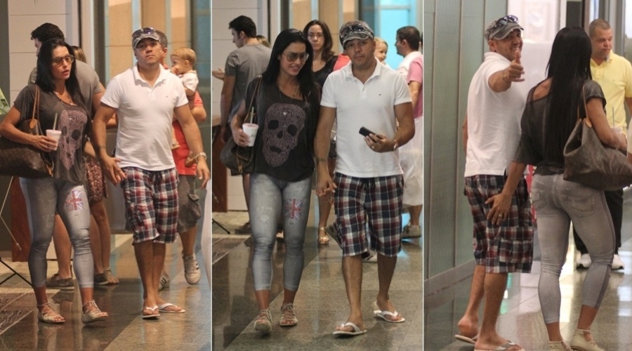 Belo e Gracyanne Barbosa passeiam em shopping da zona oeste do Rio (25/3/2012)