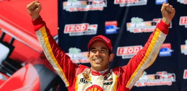 Castroneves comemora a vitória na Indy, a primeira desde 2010 - Nick Laham/Getty Images/AFP