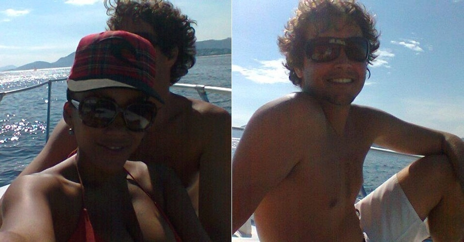 Recém-casados, Aparecida Petrowky e Felipe Dylon publicam foto de passeio de barco pelo Rio de Janeiro (26/3/12)