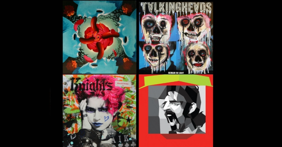 Uma exposição na Califórnia, patrocinada pela gravadora Warnes Bros, reúne reinterpretações de capas de discos clássicos lançados nos últimos 50 anos feitas por diversos artistas - Montagem UOL / Reprodução/www.juxtapoz.com 