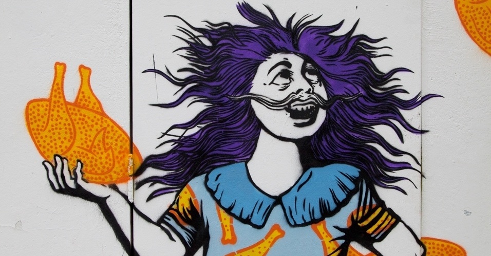 Detalhe de grafite colorido no bairro do Bixiga, em São Paulo (1/4/12) - Guilherme Zauith/UOL
