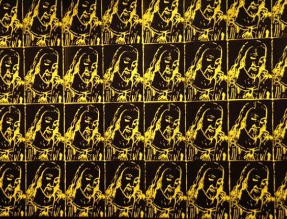 Cristo também se tornou tema da pop-art, pelas mãos do norte-americano Andy Warhol (1928-1997), que era católico e frequentava a missa num igreja do Upper East Side de Manhattan, Nova York. Esse lado do artista veio a público com uma exposição de seus últimos trabalhos, em 2010, entre os quais a imagem acima