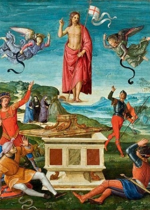 Sabe onde está hoje em dia essa pintura do mestre renascentista italiano Rafael Sanzio (1483-1520)? No Museu de Arte de São Paulo (Masp) e constitui uma das mais valiosas obras de seu acervo. A autenticidade dessa "Ressurreição de Cristo" já foi tão questionada, quanto a existência histórica de Jesus
