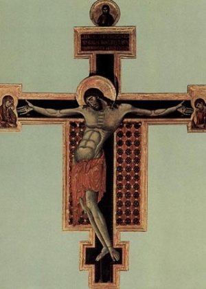 Os crucifixos em repartições públicas podem causar polêmica, mas, nas artes plásticas, eles têm lugar garantido há séculos. A cruel execução de Jesus de Nazaré inspirou grandes obras-primas da pintura ocidental, como esse Cristo do italiano Cimabue (1240-1302), precursor do Renascimento em Florença 