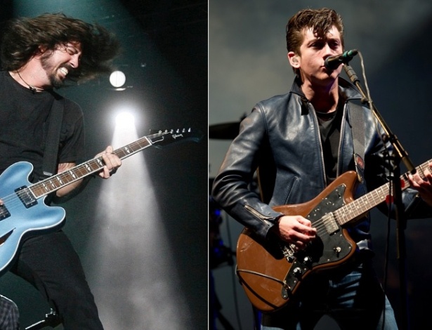Foo Fighters (esq.) e Arctic Monkeys são os headliners do festival Lollapalooza 2012 - AP/Getty Images