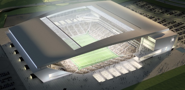 Maquete da arena Corinthians que deverá acomodar até 65 mil torcedores, na abertura da Copa 2014