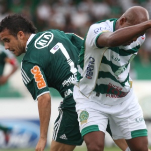 Atacante Maikon Leite tenta passar pela marcação do rival do Guarani, rival das quartas - Sergio Carvalho/Folhapress