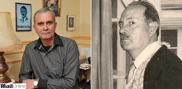 Philippe Loret (esq.) acredita ser neto de Adolf Hitler. Na direita, imagem de seu pai, Jean-Marie Loret - Daily Mail/Reprodução