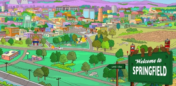 A cidade de Springfield, cidade natal de "Os Simpsons"
