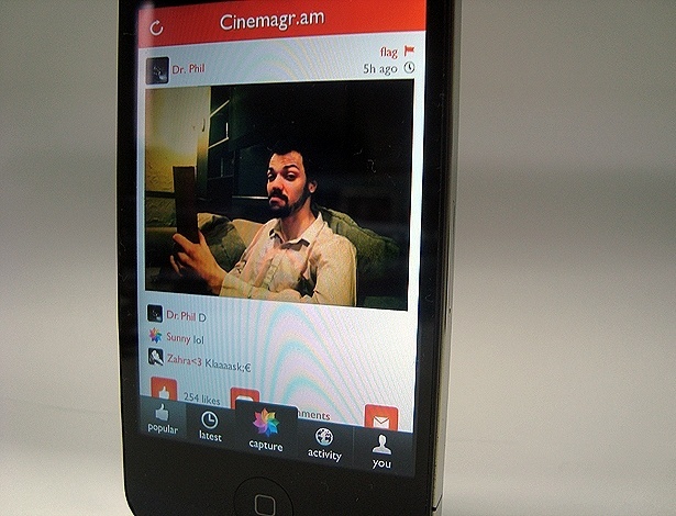 Interface do Cinemagram, aplicativo para sistema iPhone que é híbrido de foto e vídeo - Danilo Poveza/UOL