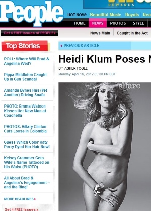 Aos 38 anos, Heidi Klum posa nua para revista "Allure" (16/4/2012)