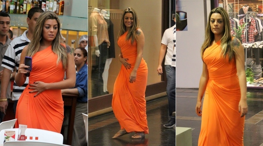 Ex-BBB Monique Amin passeia em shopping da zona oeste do Rio (18/4/2012)