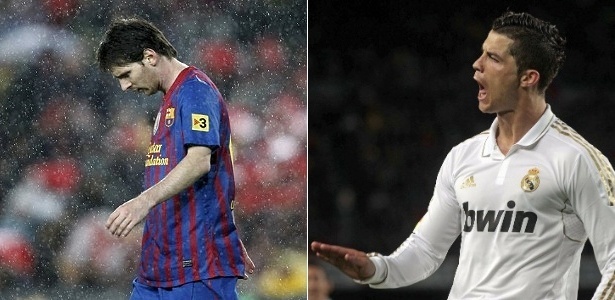 Cristiano Ronaldo pede para torcida "baixar a bola" em dia de Messi apagado - Fotos REUTERS/Juan Medina e EFE/Alberto Estévez