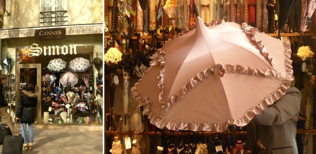 Fachada e interior da Parapluies Simon, uma das mais antigas lojas de guarda-chuvas do mundo - Regiane Teixeira/UOL