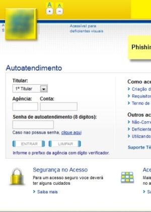 Página de phishing que imita a do Banco do Brasil - Reprodução/ESET