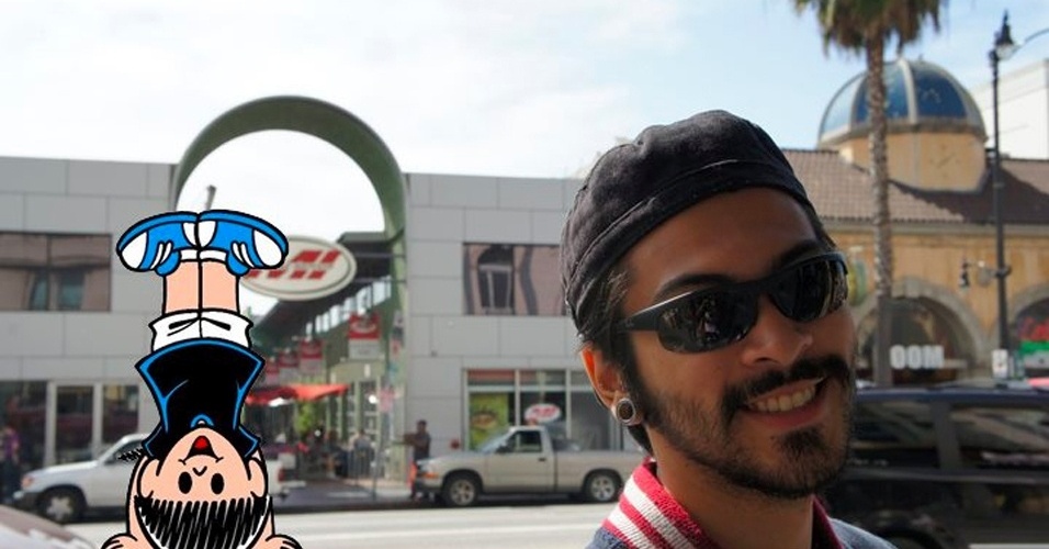 Mauricio Takeda Sousa, filho de Mauricio de Sousa, com o personagem dos quadrinhos Do Contra - Divulgação