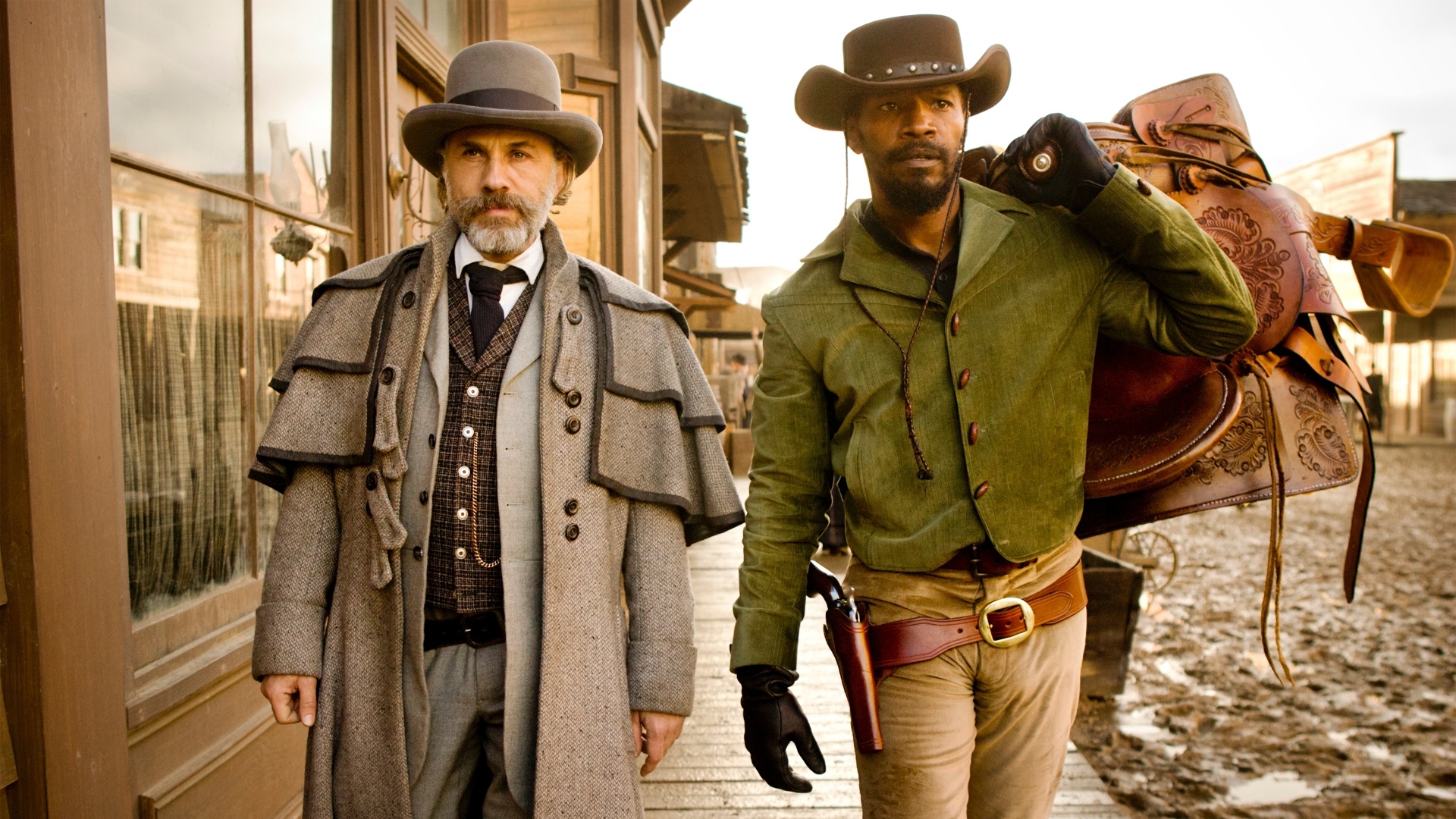 O caçador de recompensas alemão dr. King Schultz (Christoph Waltz) e o escravo Django (Jamie Foxx) em cena de "Django Livre", de Quentin Tarantino - Divulgação/Sony Pictures