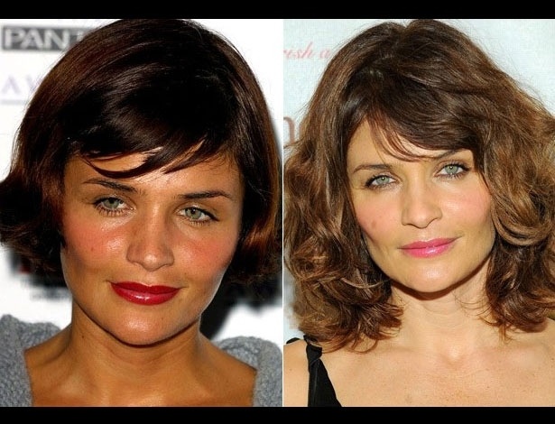 Helena Christensen em 2001, aos 33 anos; e em 2012, aos 44 anos