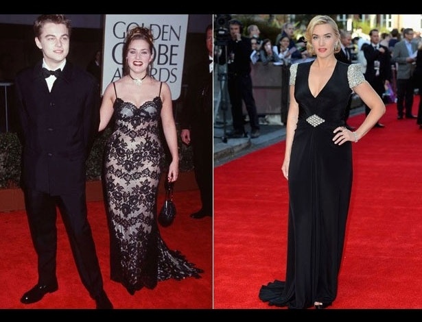 Kate Winslet em1998, aos 23 anos; e em 2012, aos 37 anos