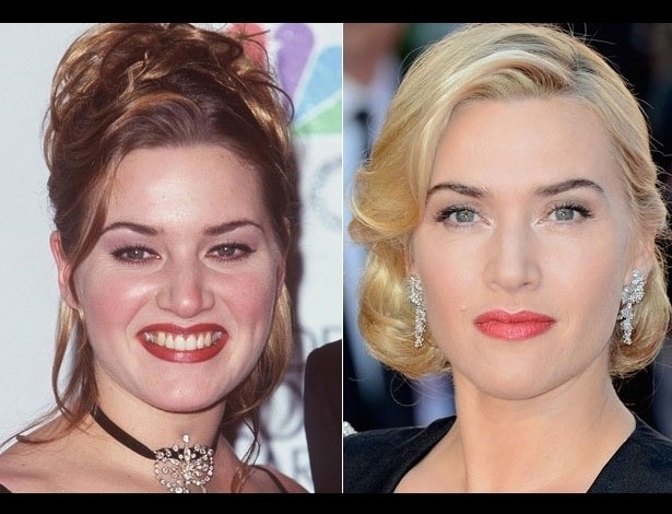 Kate Winslet em1998, aos 23 anos; e em 2012, aos 37 anos