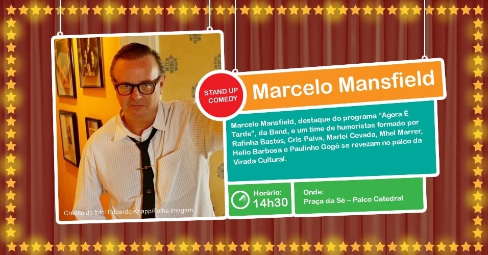 Marcelo Mansfield se apresenta em show de stand-up comedy, às 14h30, na Virada Cultural, no Palco Catedral na Praça da Sé - Eduardo Knapp/Folha Imagem