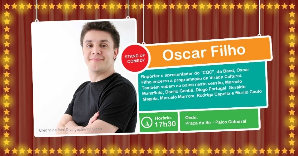 Oscar Filho se apresenta na Virada Cultural, às 17h30, no Palco Catedral na Praça da Sé - Divulgação