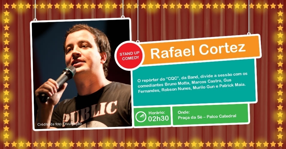 Rafael Cortez faz show de stand-up comedy, às 02h30, na Virada Cultural, no Palco Catedral da Praça da Sé  - Divulgação