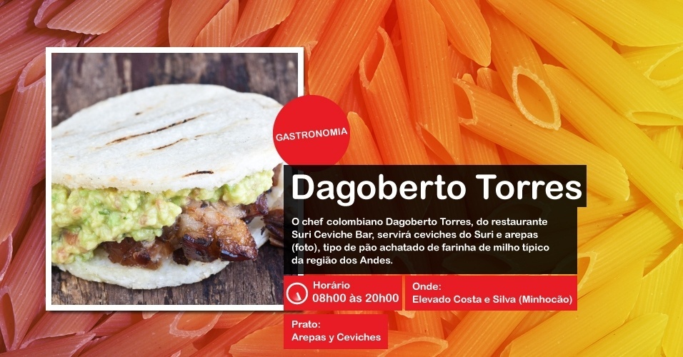 O chef Dagoberto Torres servirá ceviches e arepas na Virada Cultural, das 08h00 às 20h00, no Minhocão - Divulgação